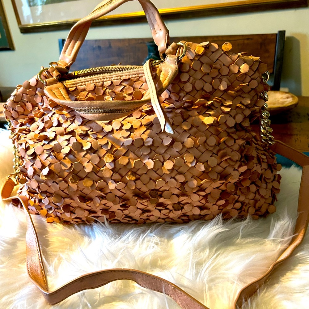 Henri Bendel New Leather Large Satchel Bag with Delicate Petals